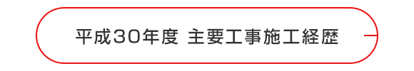 平成30年度　主要工事施工経歴